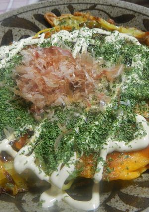 A picture of Potato Galette... 'Okonomiyaki Style'.