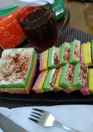 Foto resep Rainbow cake DEBM/ KETO