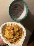 Spaghetti con gambas, hongos, y mejillones 🦀