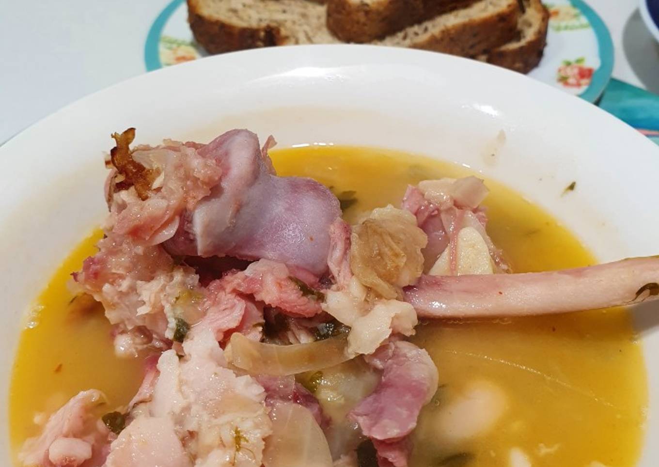 Romanian serbian white bean soup. Sop kacang putih