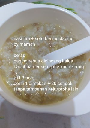 Foto resep Nasi tim + soto bening daging sapi 8+