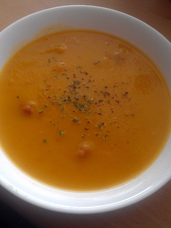 A picture of Vickys Root Veg & Sausage Soup, GF DF EF SF NF.