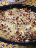 Turnip and Potato Gratin with Mini Pork Sausages