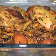 A picture of Lemon & Herb Roasted Chicken and potatoes.
