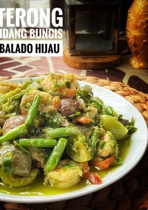 Foto resep Terong Udang Buncis Balado Hijau