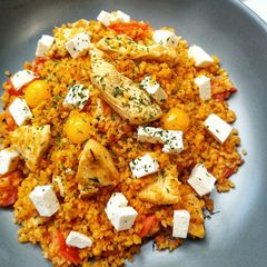 Bulgur Wheat With Chicken, Feta & Tomatoes A picture of Bulgur Wheat With Chicken, Feta & Tomatoes.