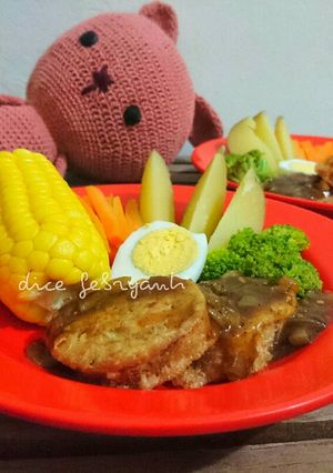 Foto resep Steamed Tofu with Boiled Vegetables and Blackpepper Sauce