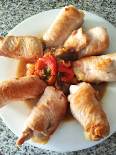 Una foto de Pechuga de pavo con pimientos