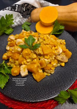 Une photo de One pot de crozets à la courge butternut et au poulet