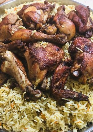 صورة لوصفة دجاج مع الرز المدخن