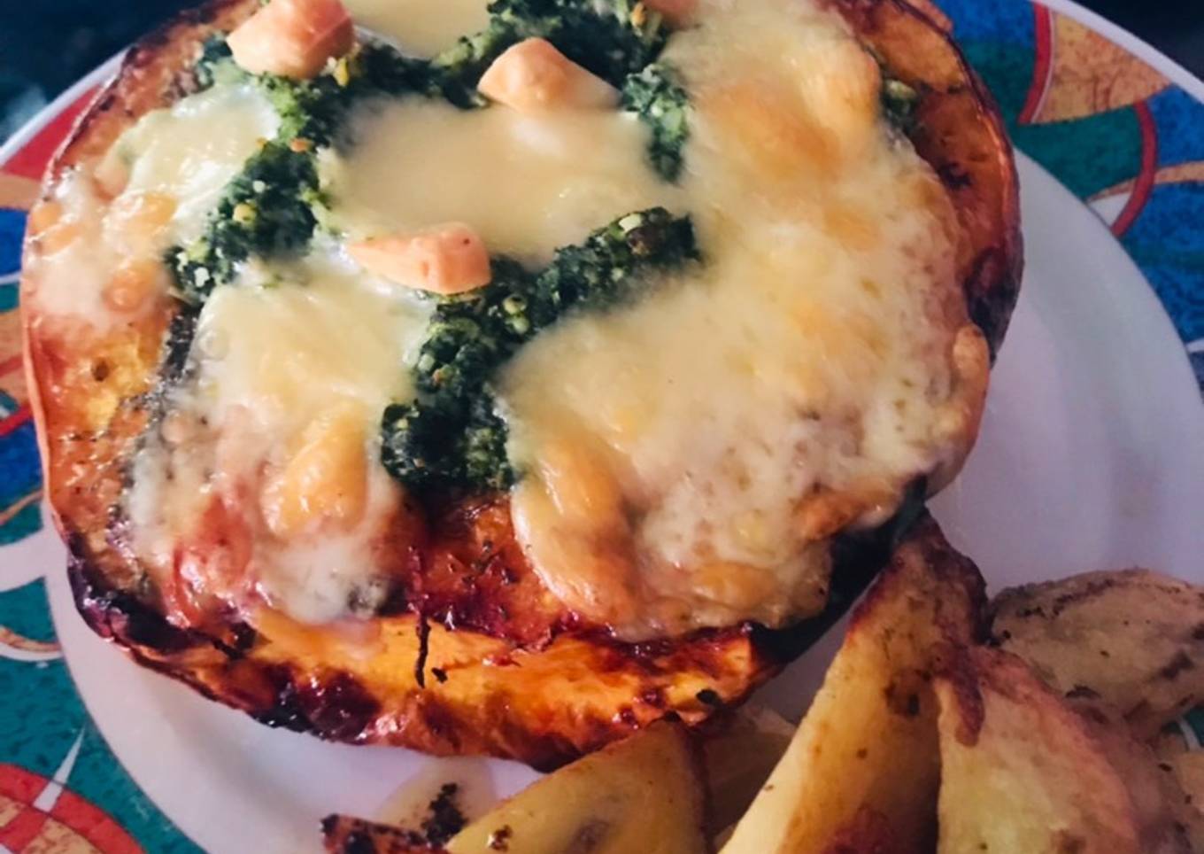 Calabaza Rellena de Espinaca, Ricotta y Queso Provolone ♥️