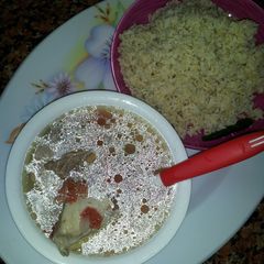 A picture of Brown Rice With Chicken Soup.