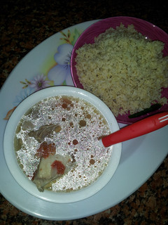 A picture of Brown Rice With Chicken Soup.