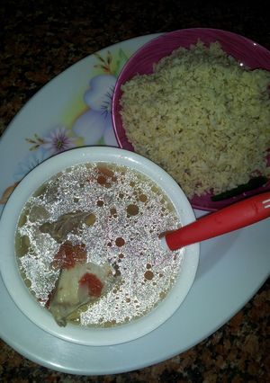 A picture of Brown Rice With Chicken Soup.