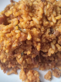 A picture of Beans And Rice Jollof.