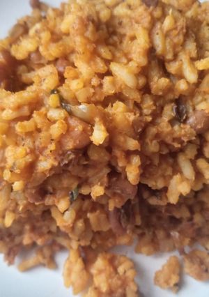 A picture of Beans And Rice Jollof.