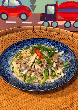 Hình của món Măng Trúc Xào Bò.