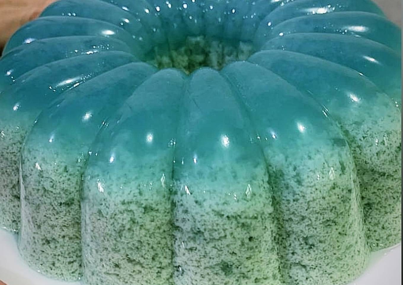 Puding blue ocean (lumut bunga telang)