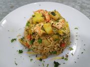 A picture of shrimp fried rice