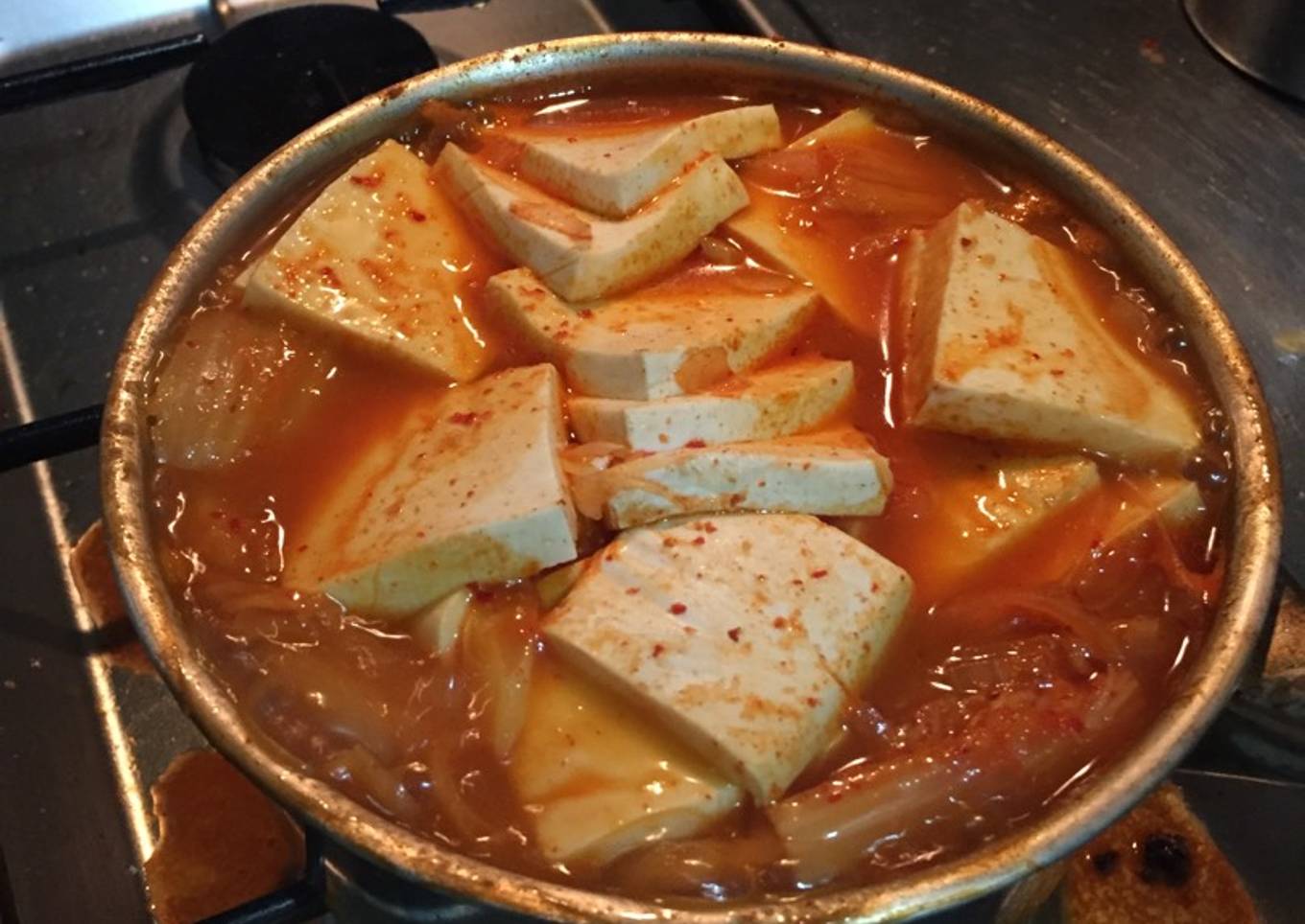 Soup spicy kimchi jjigae or cigae (korean food)