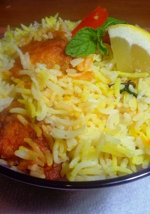 A picture of Fish Biryani.