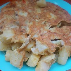 A picture of Fried potatoes with egg.