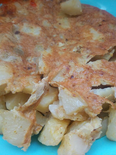 A picture of Fried potatoes with egg.