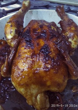 عکسی از دستور مرغ شکم پر