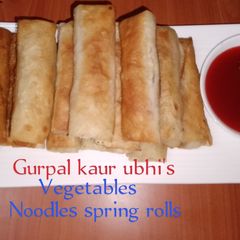 A picture of Vegetables noodles spring rolls.