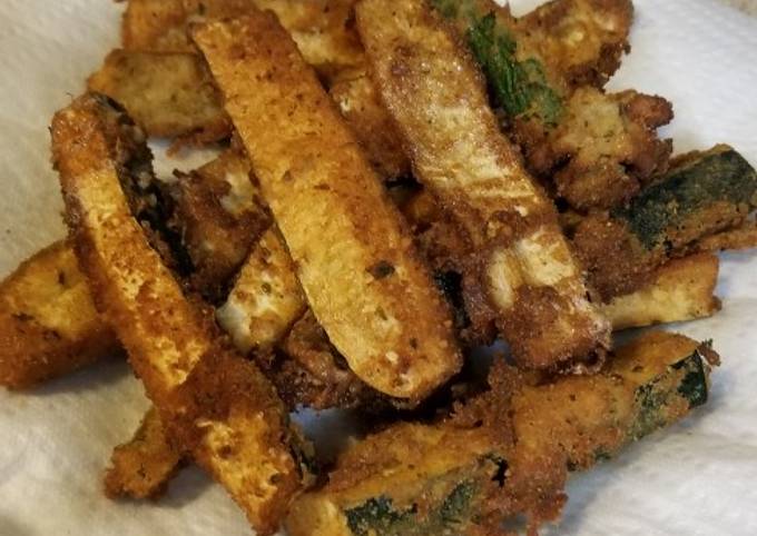 Recipe of Super Quick Homemade Parmesan Crusted Fried Green Tomatoes & Zucchini Spears