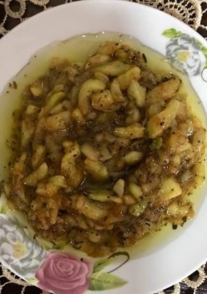 صورة لوصفة لب الكوسا بالثوم ودبس الرمان ونعنع يابس