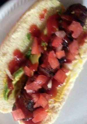 A picture of Mexican Style Beacon Wrapped Hot Dogs.
