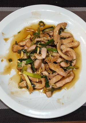 蠔油蔥燒松阪豬 的食譜成品照片