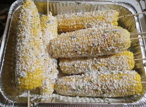 A picture of Elotes Mexican street corn.