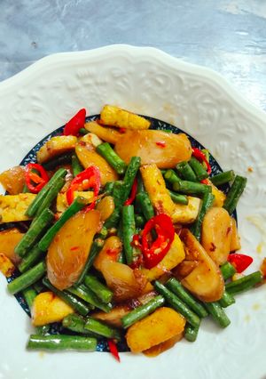 Foto resep (662) Oseng Kacang Panjang, Sosis, Tahu
