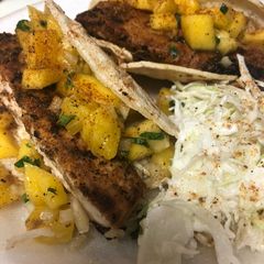 A picture of Grilled Mahi Tacos with Pineapple Mango Salsa.