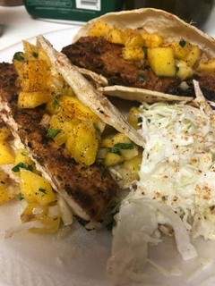 A picture of Grilled Mahi Tacos with Pineapple Mango Salsa.