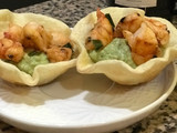 Canastas de palta y langostino