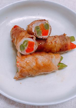 豬肉蔬菜捲(豚の肉巻き) 的食譜成品照片