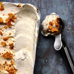 A picture of No-churn honey ice cream with honeycomb crunch.
