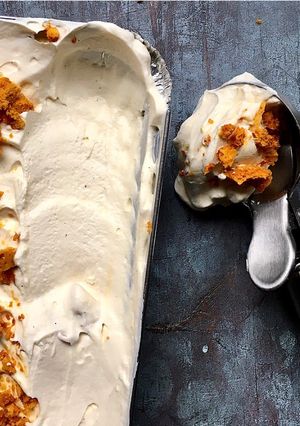 A picture of No-churn honey ice cream with honeycomb crunch.