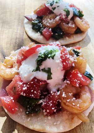 A picture of Chipotle Shrimp Tostados.