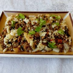 A picture of Sinasir chunks with minced meat.