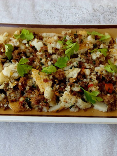 A picture of Sinasir chunks with minced meat.