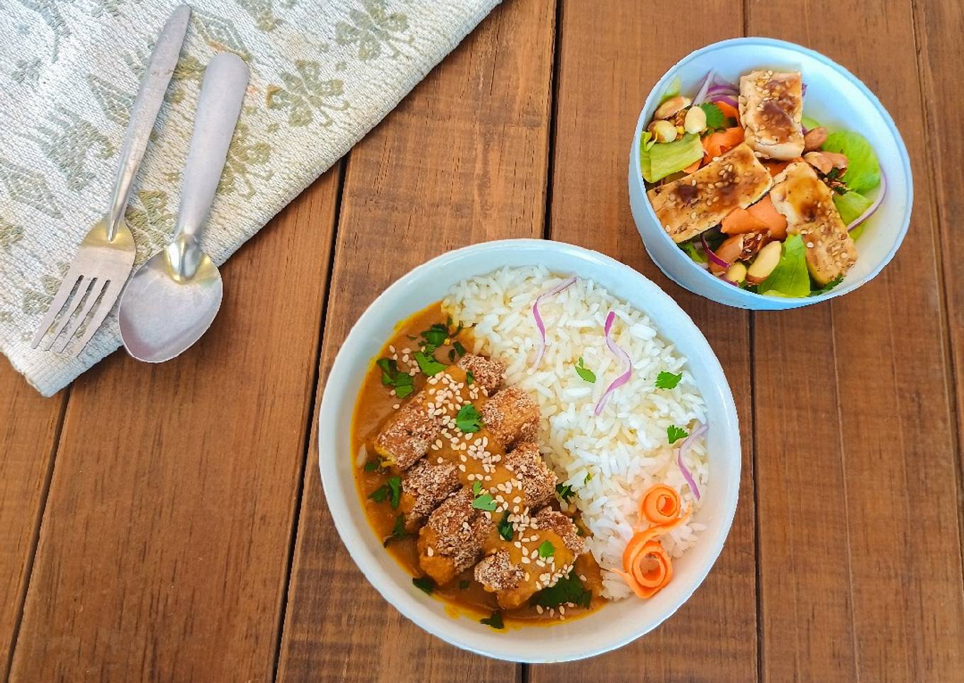 Curry con ensalada de tofu🥗