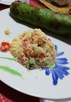 Una foto de Panqueques de espinaca con cuscus