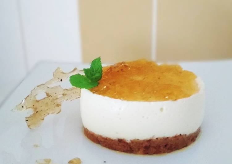 Tarta de queso con cobertura de miel, limón y jengibre