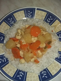 Édes-savanyú csirke, rizzsel recept fotója