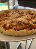 Tarta de atún con masa de yuca, baja en calorías y sin gluten