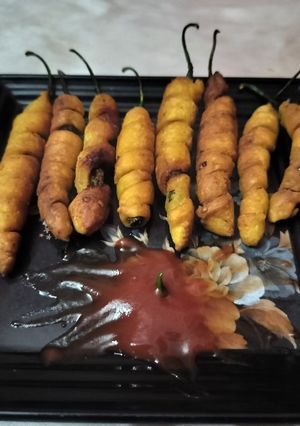 A picture of Green chilli roll fry in 10minutes.